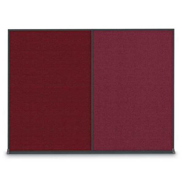 United Visual Products Double Door Radius Plus Corkboard, 48"X UV8003PLUS-BLACK-RUBBER - main